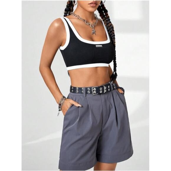 Women's Color Block Backless Tank Top - Picture 3 of 8